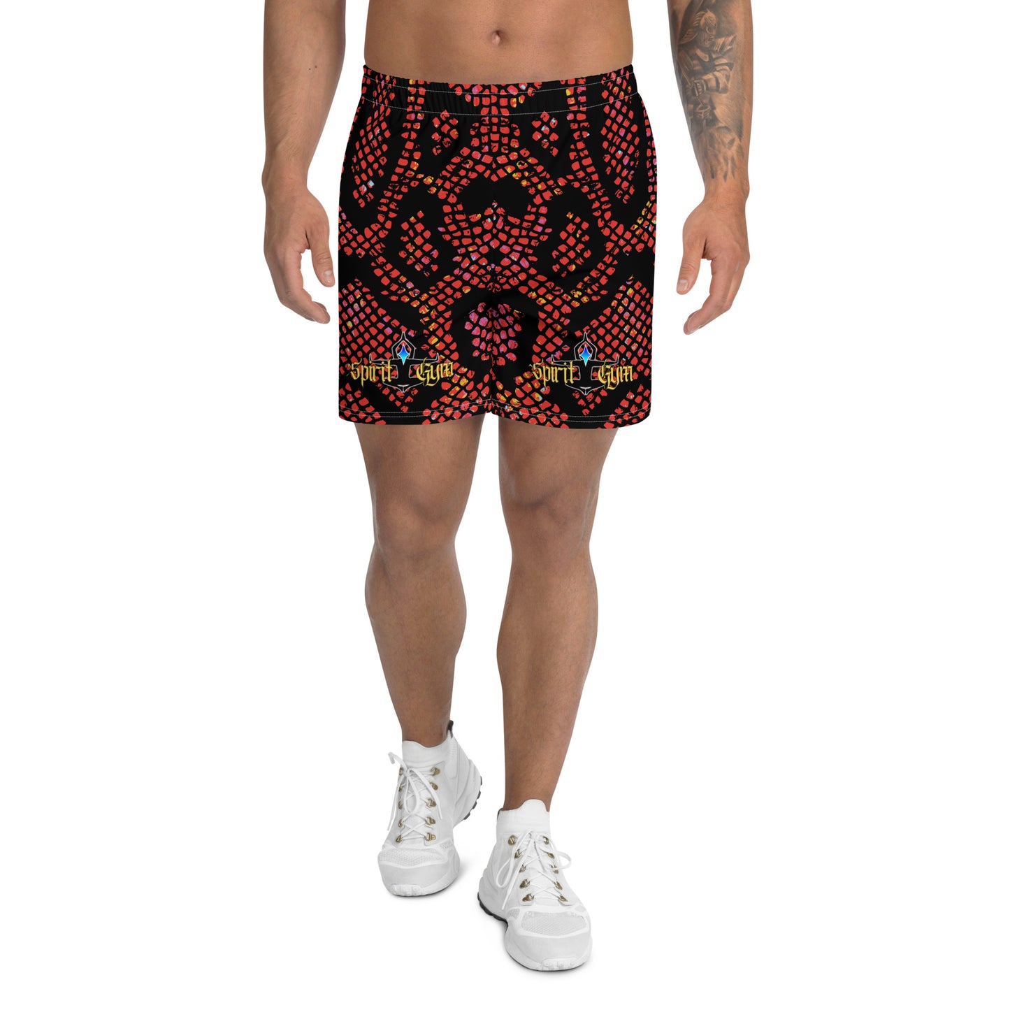 Men Gym Graphic MESH SWIMMING SHORTS – Funny Polyester Chakra Athletic Streetwear Shorts