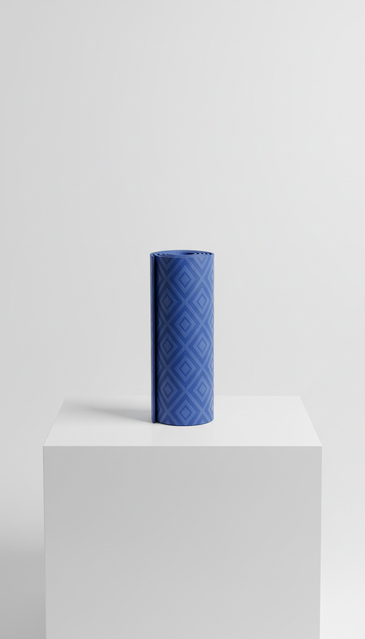 Sapphire Blue Yoga Mat With Diamond Motif