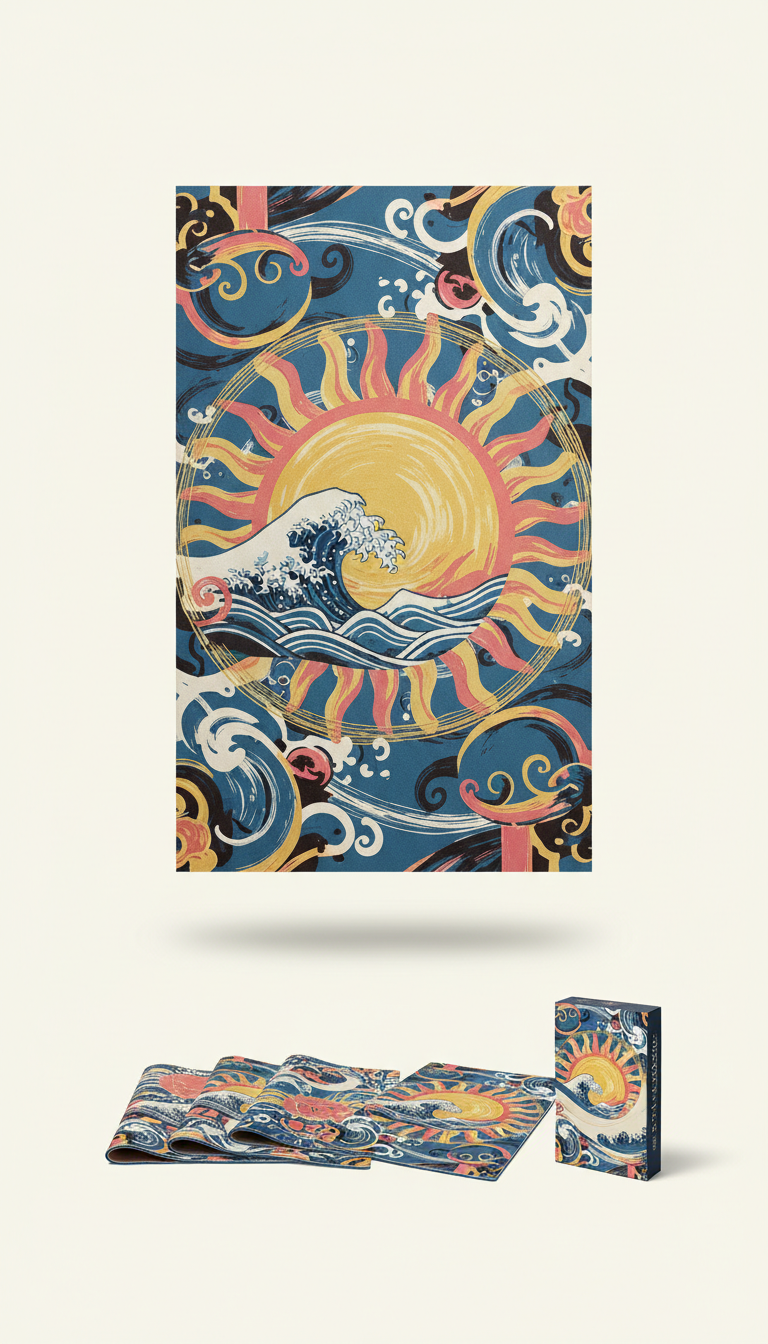 Golden Sun Japanese Pop-Art Pilates Mat