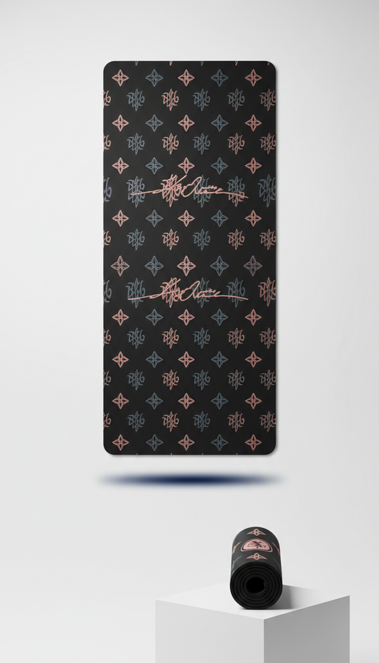 Ink Black Yoga Mat With Signature Motif