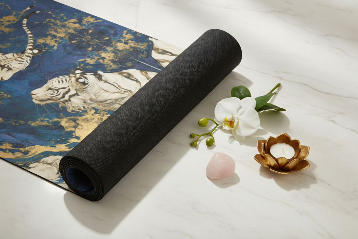 White Tiger Mat - Marble Flat Lay